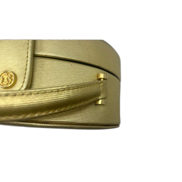VINTAGE GIORGIO BEVERLY HILLS GOLD ROUND CLUTCH PURSE WITH SNAP CLOSURE - Picture 5 of 11